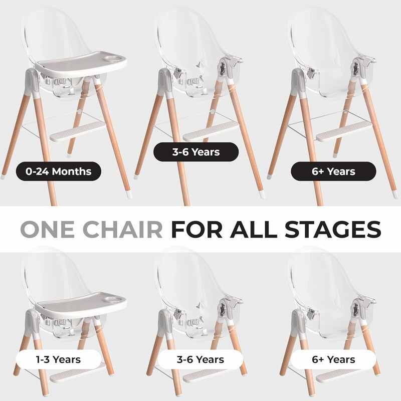 كرسي مرتفع حديث آمن وصغير للأطفال ، سهل التنظيف ، صينية قابلة للإزالة ، سهل التجميع ، 6 خيارات ، 3 مقاعد ، ارتفاعان