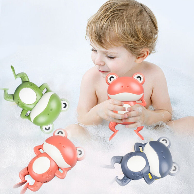 ألعاب حمام جديدة للأطفال الصغار سلسلة عقارب الساعة السباحة backالسكتة الدماغية الضفدع الصغير الطفل يستحم لطيف استرضاء الحيوان لعبة هدية حمام لعب الاطفال