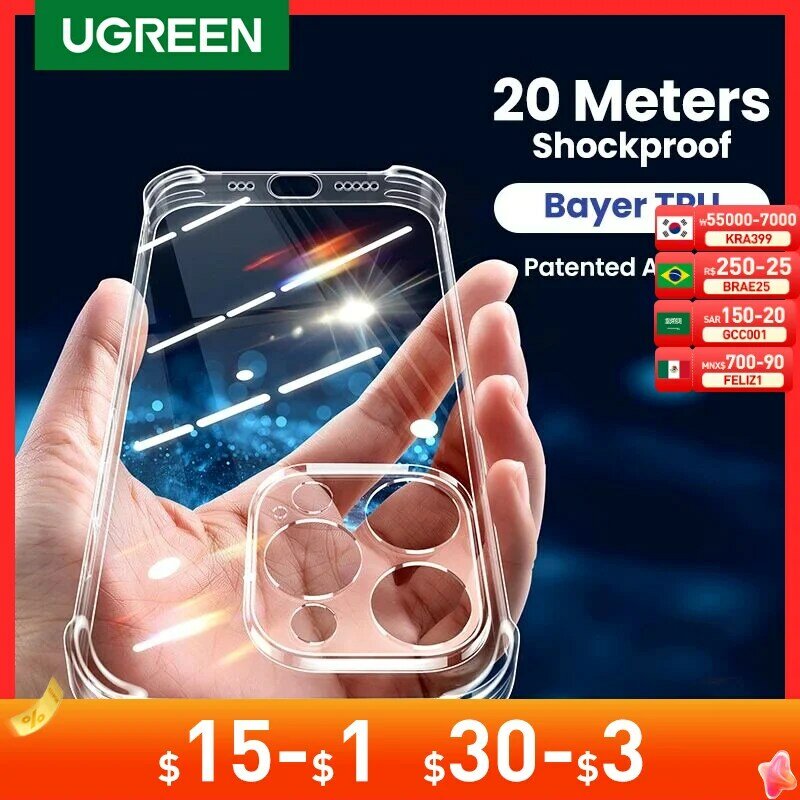 حقائب هوائية من UGREEN حافظة لهاتف iPhone 14 13 Pro Max حافظة شفافة مضادة للصدمات لهاتف iPhone 14 Plus
