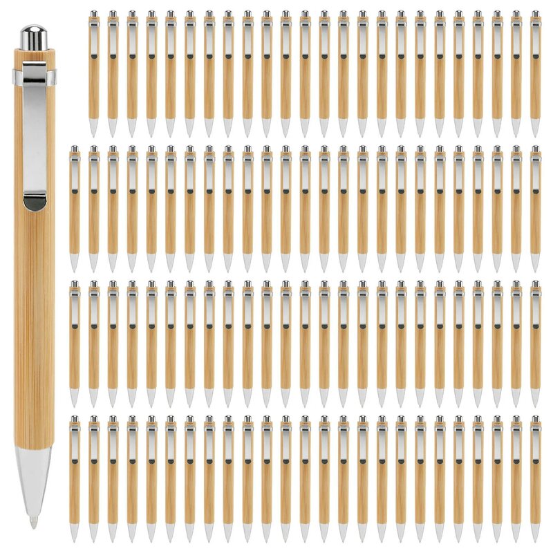 قلم حبر جاف من الخيزران ، قلم الاتصال ، اللوازم المكتبية والمدرسية ، أقلام ولوازم الكتابة ، هدايا الحبر الأزرق ، 100 قطعة لكل مجموعة