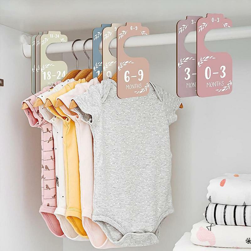 خزانة الطفل الملابس الخشبية منظم ، حجم شماعات ، فواصل لغرفة النوم ، الوليد إلى 24 شهرا ، 8 قطعة