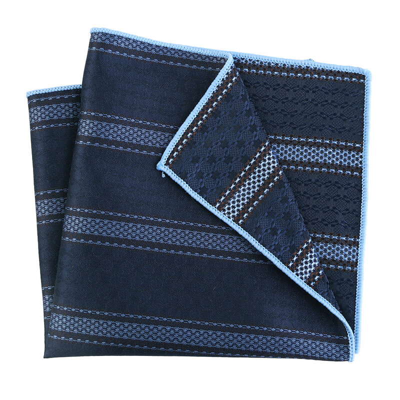 HUISHI الأعمال ملابس رسمية جيب مربع للرجال الأزرق تحقق شريط الصدر منشفة اليومية مكتب الزفاف منديل هدية