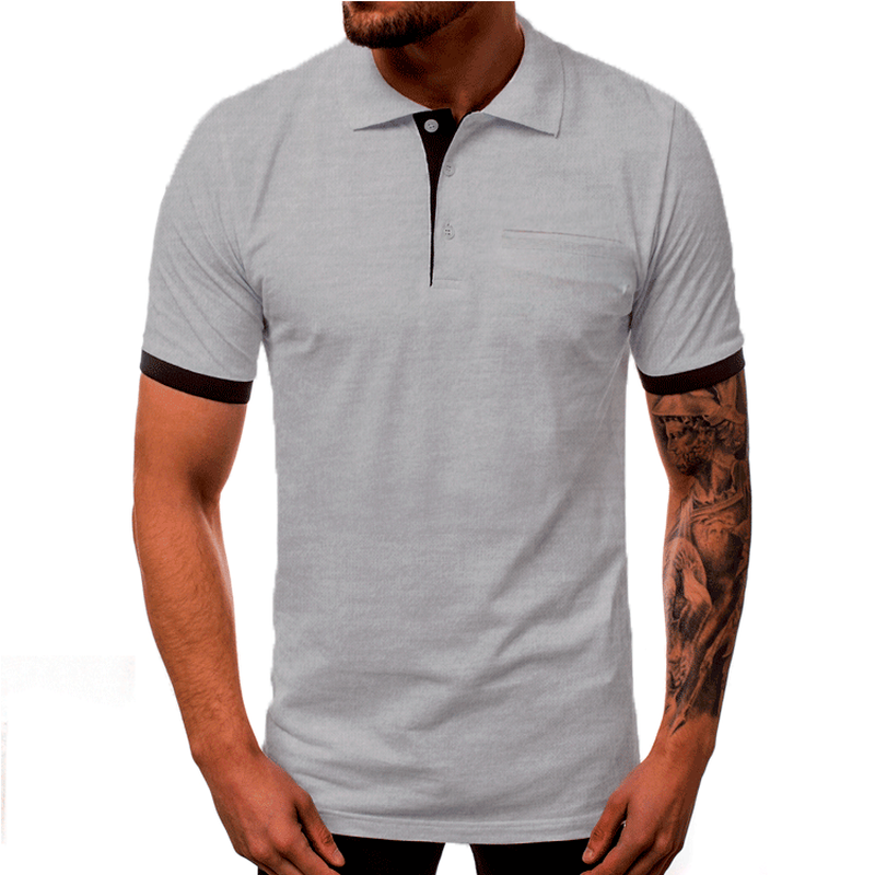 الرجال التلبيب قميص بلون تنفس Hot البيع بدوره إلى أسفل طوق عادية في الهواء الطلق اليومية الرسمي تي شيرت