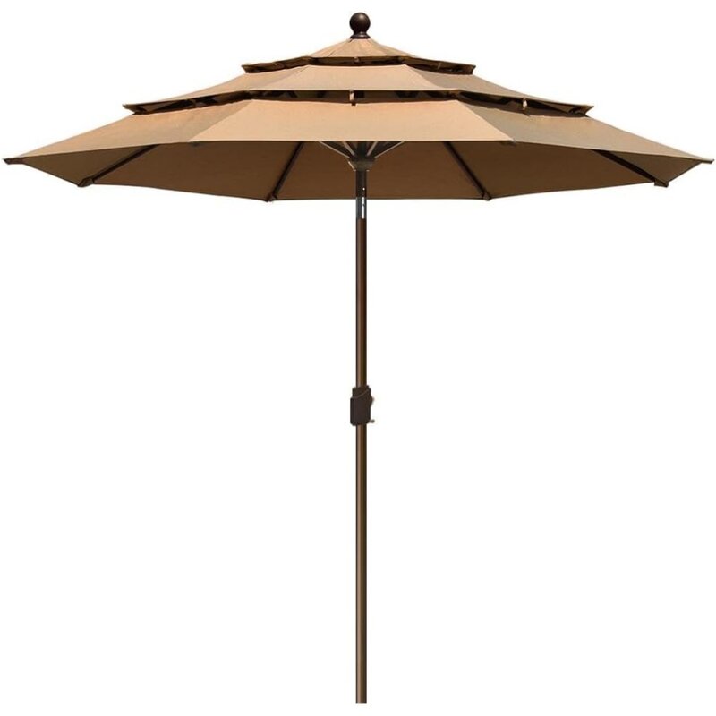 مظلة فناء مع تهوية ، مظلة طاولة خارجية ، غير باهتة ، سوق ، 9 أقدام ، 3 طبقات ، عمر 10 سنوات
