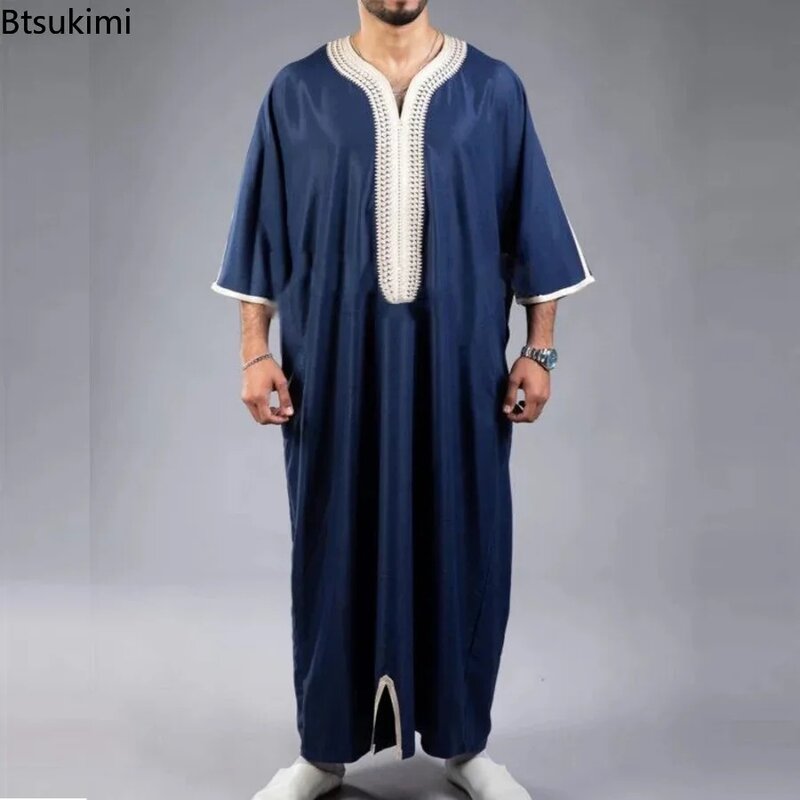 ثوب جبة للرجال ، قفطان مغربي ، رداء طويل للصلاة والعيد ، ملابس إسلامية ، موضة عربية إسلامية ، جديد ،