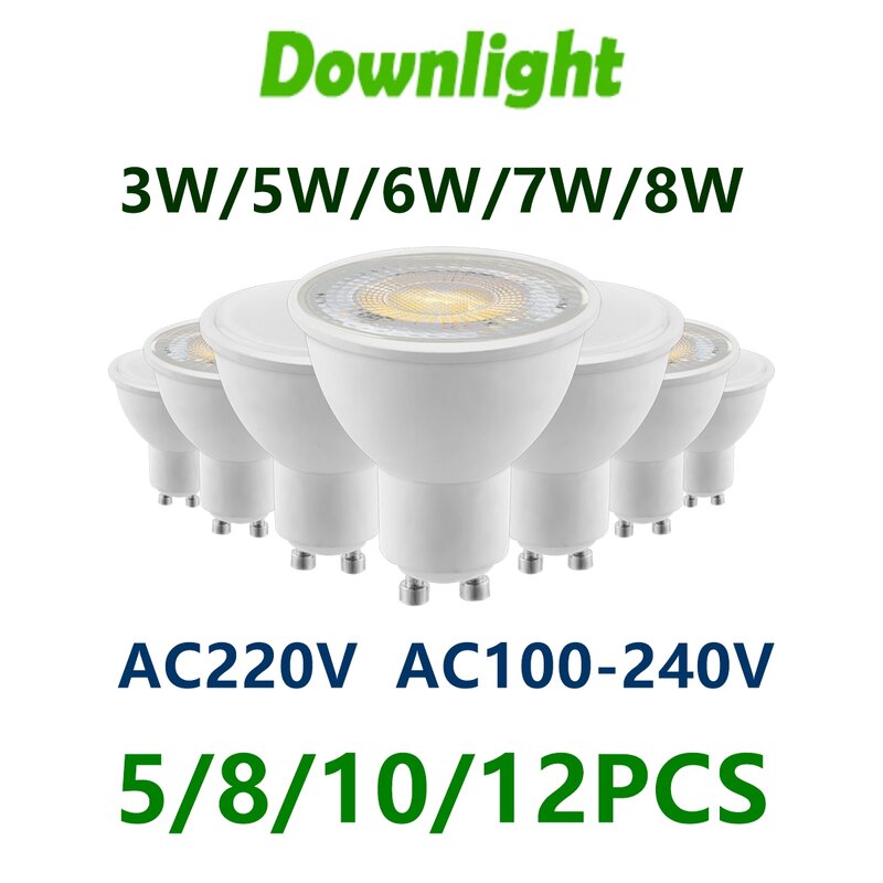 5-12 قطعة LED بقعة ضوء GU10 AC220V AC120V LED توفير الطاقة لمبة 3 واط 5 واط 6 واط 7 واط 8 واط يمكنك استبدال 50 واط الهالوجين مصباح