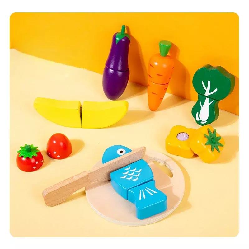 مجموعة بيت اللعب الإبداعي للأطفال ، الخشب الصلب ، الخضروات والفواكه ، السحر المعرفي والمناسب ، ألعاب تعليمية ، جديد