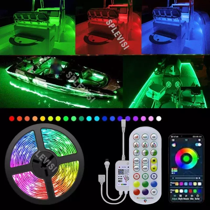 RGB اللون تغيير LED مجموعة ضوء القارب ، أضواء عائمة البحرية ، تحت ضوء Gunwale ، ودعم التطبيق ، والتحكم في مزامنة الموسيقى