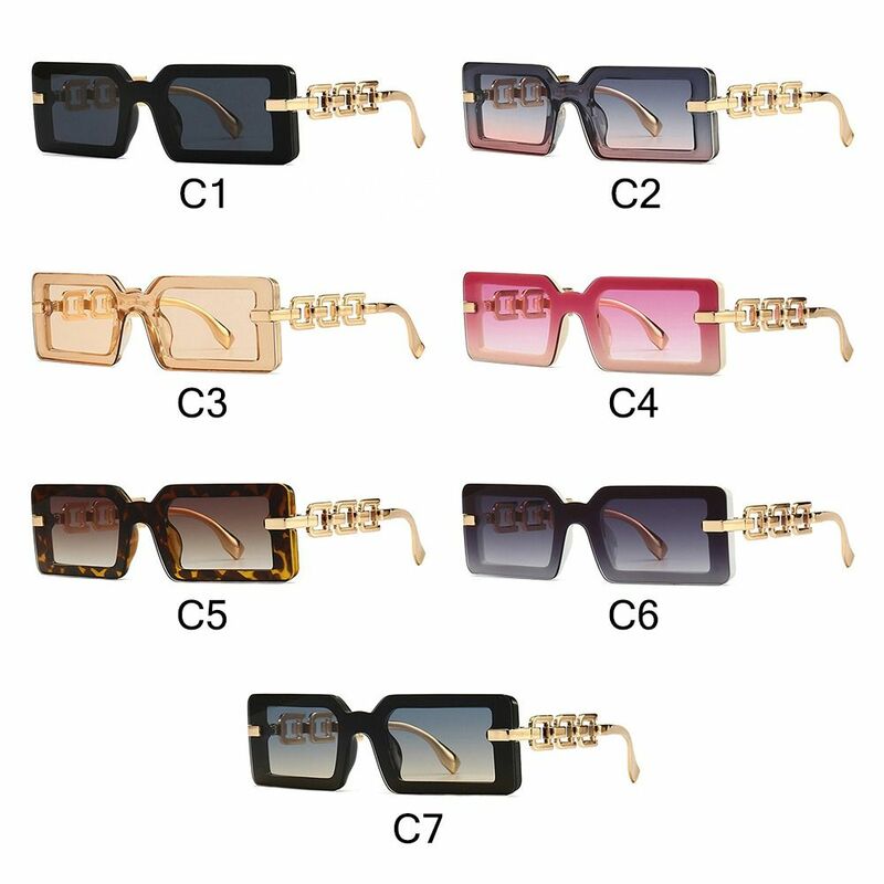 نظارات شمسية مربعة بظلال متدرجة للنساء والرجال ، نظارات شمسية ، ملابس الشارع للسفر على الشاطئ ، عتيقة ، فاخرة ، إطار سلسلة حديث ، UV400