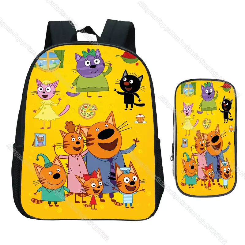 ثلاث قطط مدرسة للفتيان والفتيات ، تبنكوتا ، E-، حقيبة كتب رياض الأطفال ، حقائب ظهر أولية ، 2 حقائب قطط