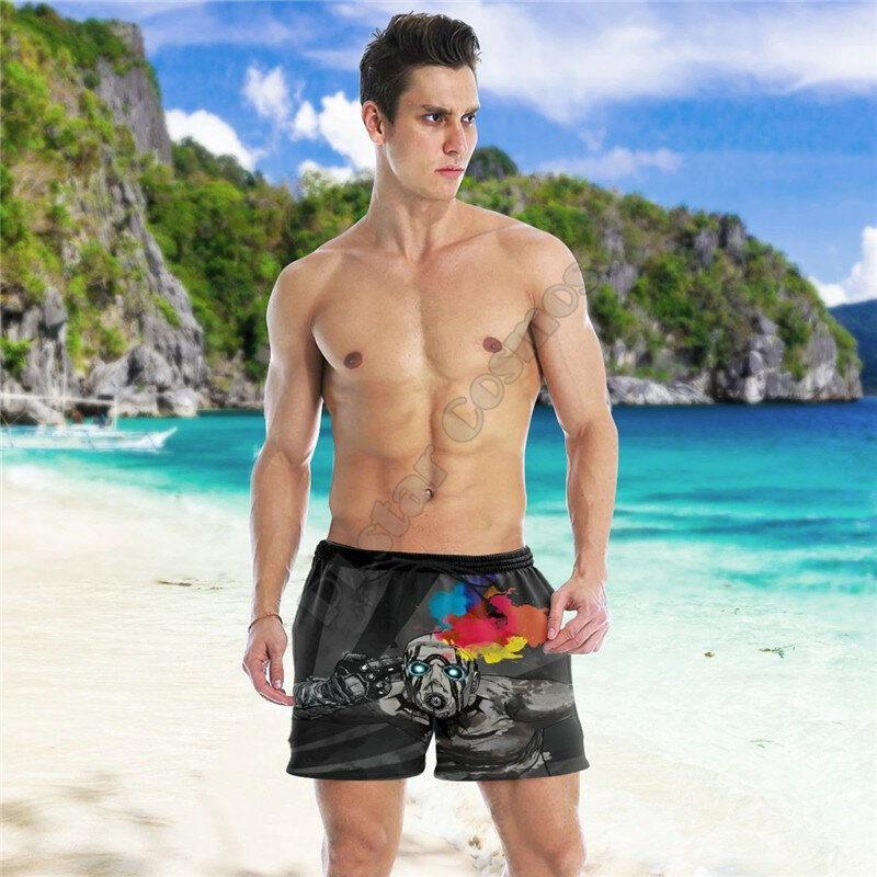 Kyuubi شقرا شورتات للبحر ثلاثية الأبعاد السراويل المطبوعة الصيف الرجال عادية السراويل فضفاضة التجفيف السريع السراويل تأثيري الملابس