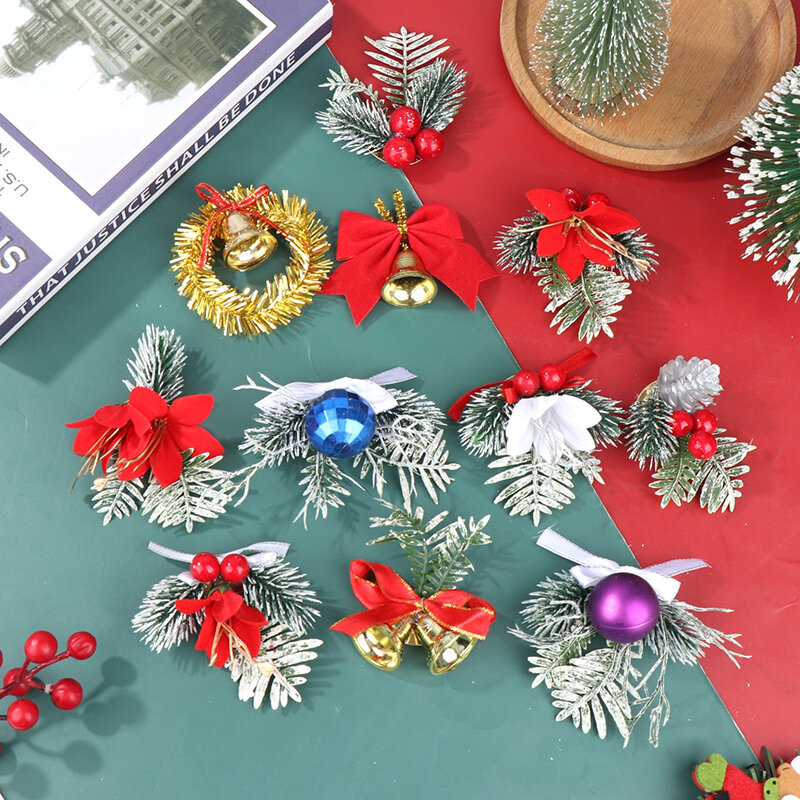 5 قطعة دمية أكاليل أعياد الميلاد ديكور صغير الصنوبر مخروط جرس ربطة القوس فيونكة قلادة زينة عيد الميلاد لتقوم بها بنفسك هدية