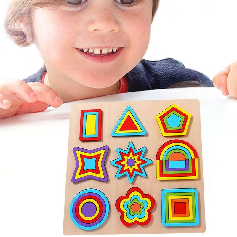 خشبية مونتيسوري شكل هندسي مربوط لغز كتلة التعليم المبكر والتعرف اللون لعب لعبة للأطفال
