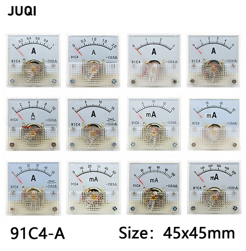 التناظرية الميكانيكا لوحة الجدول ، نوع المؤشر ، تيار مستمر ، 1A ، 2A ، 3A ، 5A ، 10A ، 15A ، 30A ، 75A ، 100A ، 150A ، 300A ، 400A ، 500A ، 91C4-A