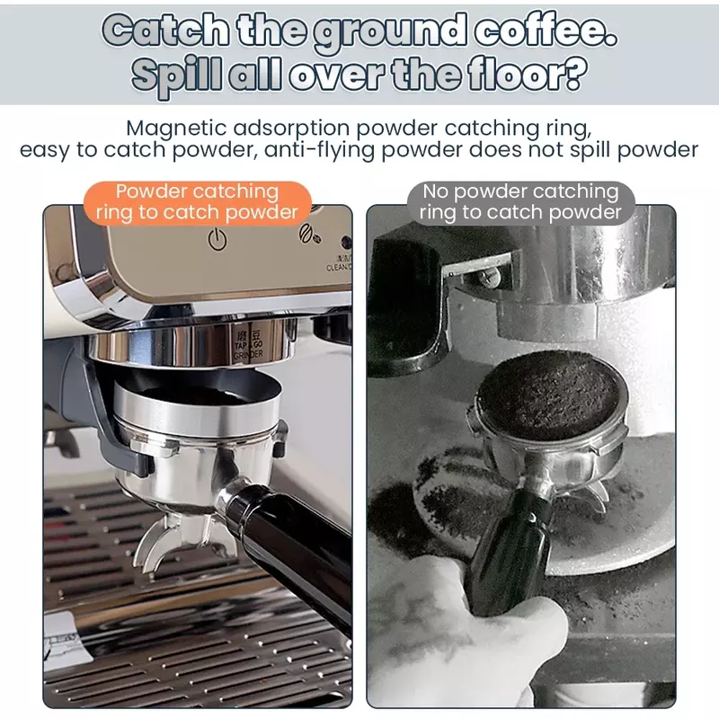 المغناطيسي القهوة الجرعات قمع ل إسبرسو ، مكافحة يطير القهوة مسحوق حلقة أداة ، الألومنيوم Portafilter ، 51 مللي متر ، 53 مللي متر ، 58 مللي متر