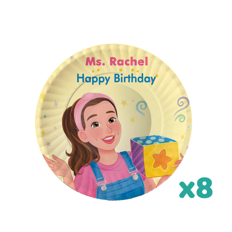 زينة حفلة عيد ميلاد Ms Rachel ، مستلزمات موضوع الفيديو للتعلم ، لافتة ، أكواب ، أطباق للأطفال ، طفل صغير