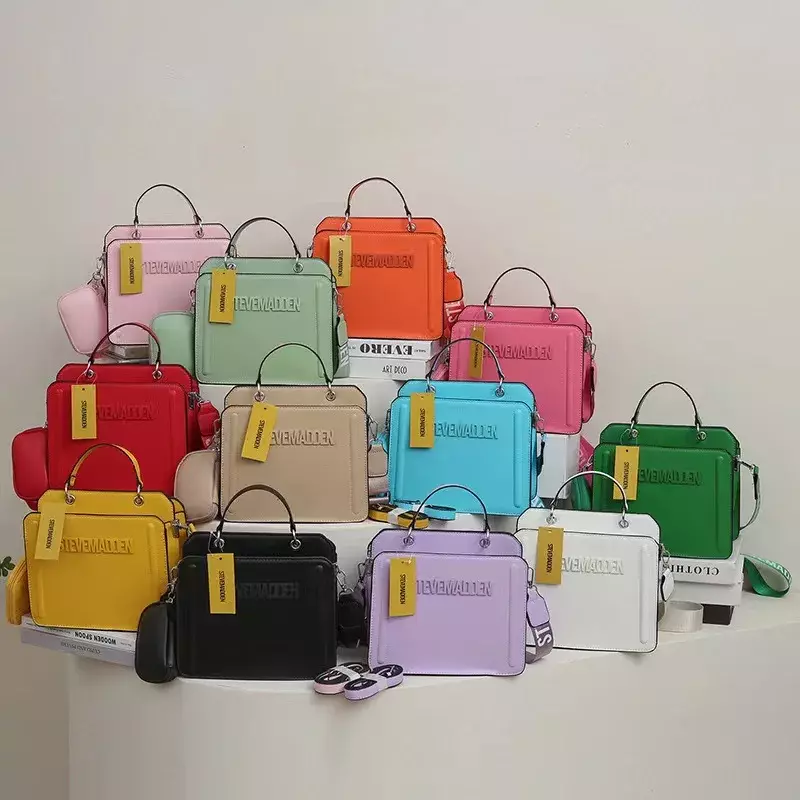 حقيبة كتف عصرية متعددة الألوان ، حقيبة يد أحادية اللون ، حقيبة كروس جديدة