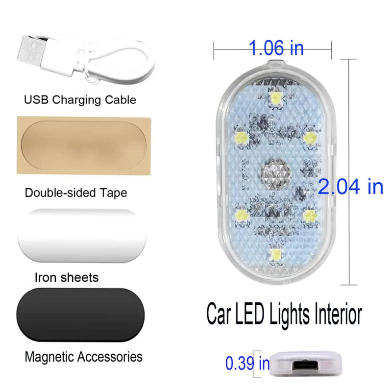 ضوء اللمس المغناطيسي لسقف السيارة والسقف ، LED الإضاءة الداخلية ، USB الشحن ، أضواء تعمل باللمس المنشط ، الكارافانات ، 2 قطعة