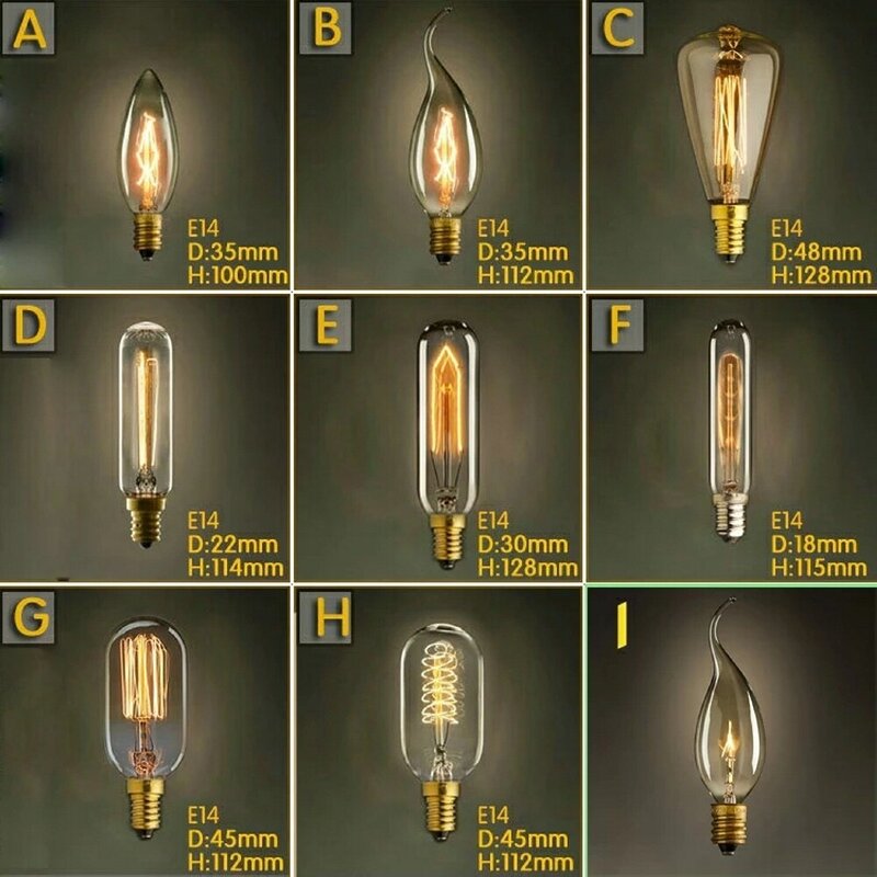 لمبة خيوط عكس الضوء لمصابيح قلادة ، الرجعية اديسون دوامة أمبولة ، ضوء ساطع ، E27 ، 40 واط ، 220 فولت ، t10 ، st48