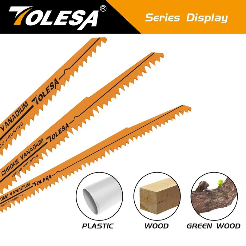 شفرات مناشير ترددية لتقليم الخشب من TOLESA ، شفرات ساوزال 5 TPI ، بناء الخشب الأخضر ، قطع الأنابيب البلاستيكية CRV ، 5