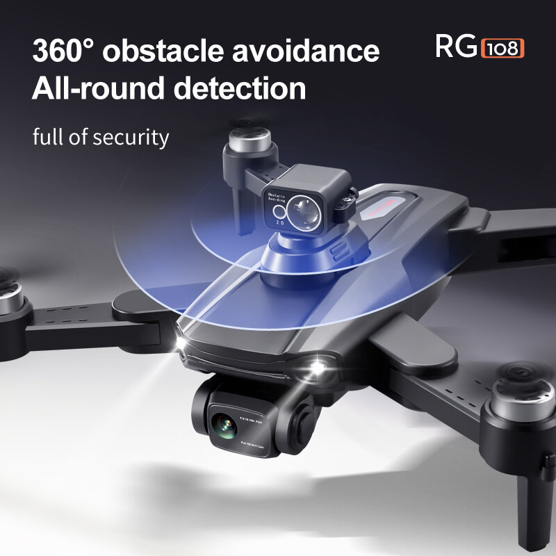 RG108 نظام تحديد المواقع بدون طيار 8K عالية الوضوح كاميرا مزدوجة التصوير الجوي فرش السيارات للطي تجنب عقبة أربعة محاور الطائرات