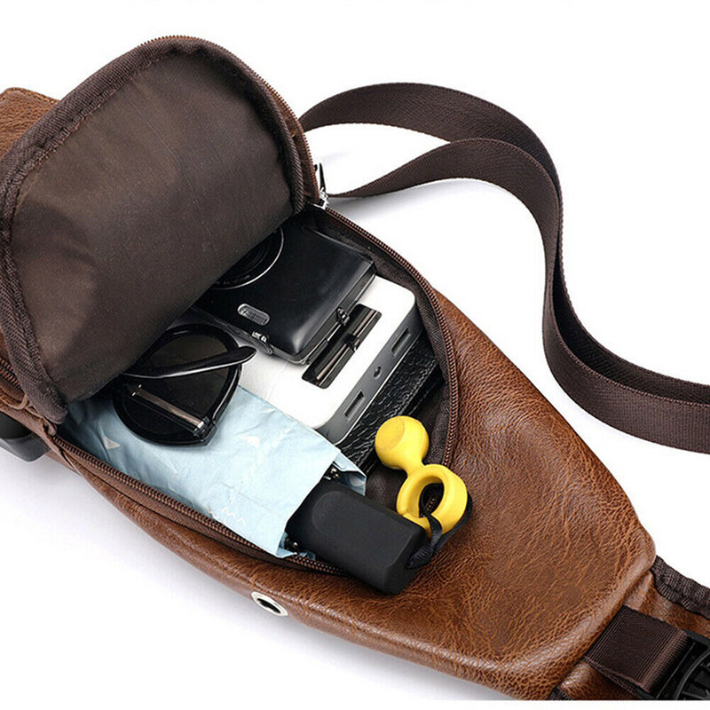 الرجال حقيبة الكتف USB شحن الرياضة Crossbody الرافعة الصدر حزمة حقيبة الكتف حقيبة الرافعة الصدر حزمة الرياضة في الهواء الطلق السفر الأعمال