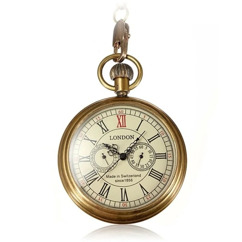 ساعة جيب برونزية عتيقة للرجال والنساء ، نحاسية عتيقة ، ستيمبانك ، عتيقة ، رومانية ، أوتوماتيكية ، ميكانيكية ، يدوية ، رياح مع سلسلة معدنية