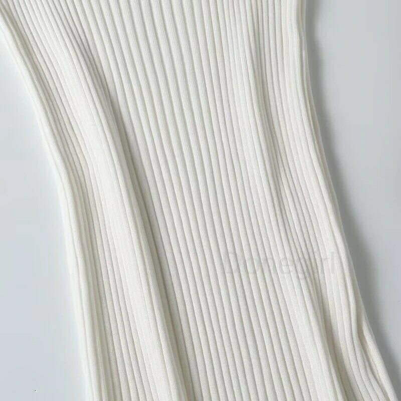 فستان نسائي بحمالات من نسيج محبوك ، بدون أكمام ، برقبة على شكل حرف V ، فساتين متوسطة الطول ، بيج ، أبيض ، أنثى ، مثير ، صيف