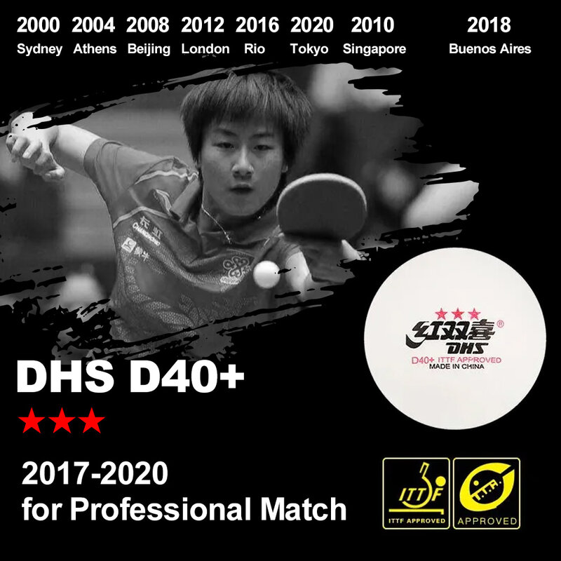 DHS-كرات تنس الطاولة بينغ بونغ ، D40 + DJ40 + ، 3 نجوم ABS ، مادة جديدة ، خاصة ل WTT