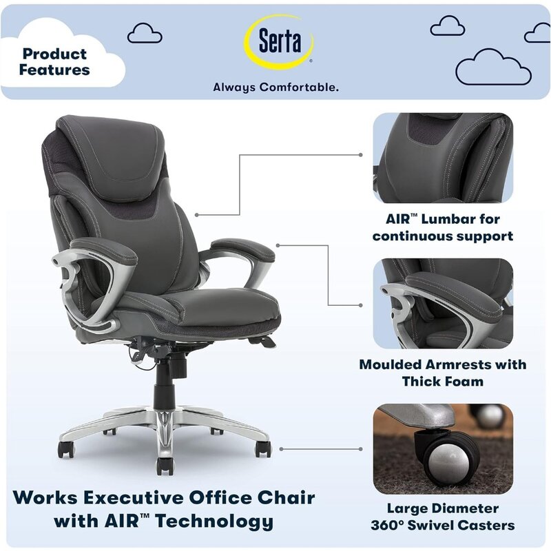 كرسي مكتب تنفيذي مريح ، كرسي كمبيوتر مكتبي ، تكنولوجيا قطنية هوائية حاصلة على براءة اختراع ، هيكل مريح متعدد الطبقات