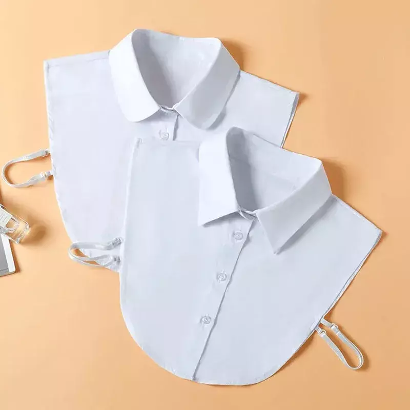 ربطة عنق أمامية بيضاء قابلة للفصل للنساء ، ياقة قائمة ، دانتيل عتيق ، بلوزة اصطناعية ، موضة الفتيات ،
