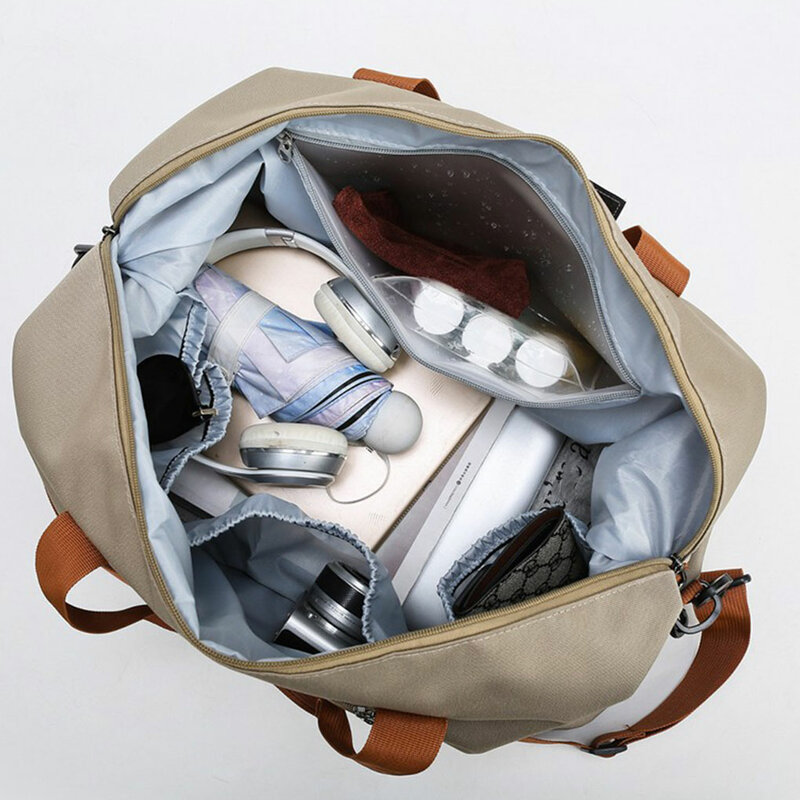 قماش أكسفورد كاكي حقيبة سفر كاكي ، مقاوم للدموع ، مقاوم للخدش ، مقابض مريحة ، سعة كبيرة