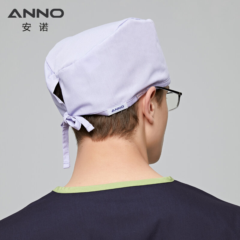 ANNO-قبعات قطنية للرجال للاستعمال مرة واحدة ، قبعة للممرضات والطبيب والمستشفيات ، لون سادة ، للرأس