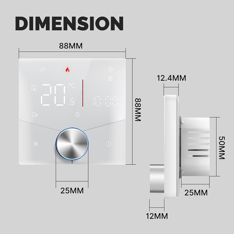 ترموستات العرض الرقمي الذكي مع زر مقبض الباب ، وحدة تحكم التدفئة الأرضية متعددة الوظائف