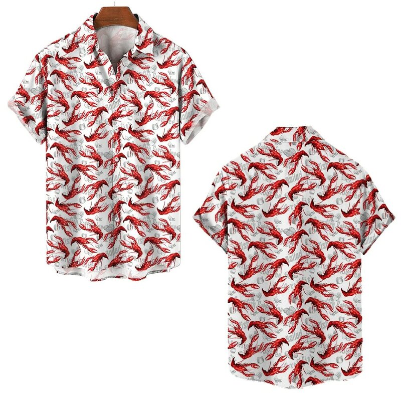 قميص هاواي مخطط للرجال ، قمصان مطبوعة مثيرة ، تي شيرت غير رسمي ، قمم كبيرة الحجم ، ملابس رجالية ، موضة الصيف
