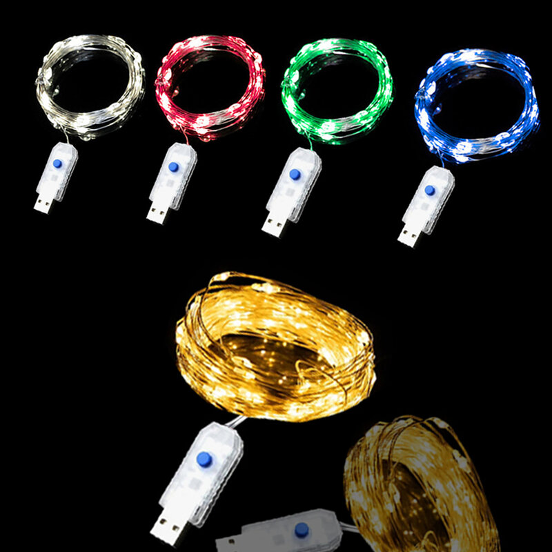 USB LED أسلاك النحاس سلسلة أضواء أضواء الجنية مقاوم للماء 8 طرق Lights بها بنفسك الديكور أضواء حفل زفاف غرفة نوم عيد الميلاد جارلاند