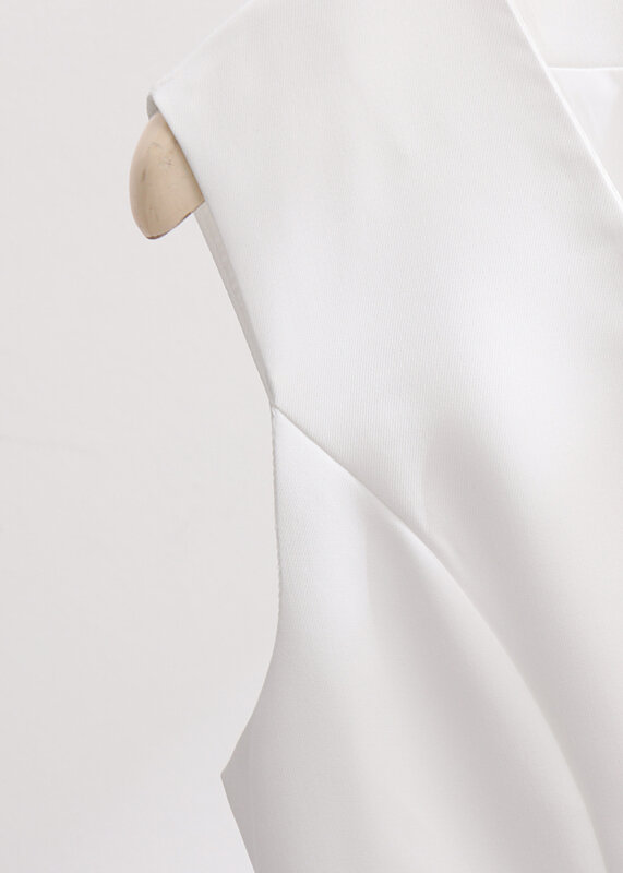 صدرية نسائية أنيقة برقبة V ، بدلة عتيقة ، معطف بزر ، سترة غير رسمية بيضاء بسيطة ، ملابس مكتبية ، تصميم أزياء ، جديد
