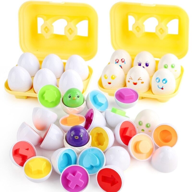 6 قطعة شكل اللون فرز البيض لعبة التفاعل التعليم ثلاثية الأبعاد البيض ألعاب تعلم الأطفال الصغار عيد الفصح Giftbag حشو