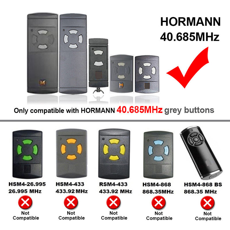 HORMANN HSE2 HSM4 HSM2 HS4 HS2 فتحت باب المرآب بميزة التحكم عن بعد 40.685MHz رمز ثابت بوابة التردد المنخفض الناسخ التحكم