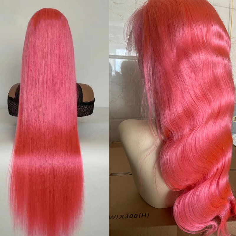 الوردي اللون الدانتيل الجبهة الباروكات HD شفافة الدانتيل الباروكة أمامي 180% الملونة خصلات الشعر المستعار الإنسان للنساء منزوع الشعر شعري