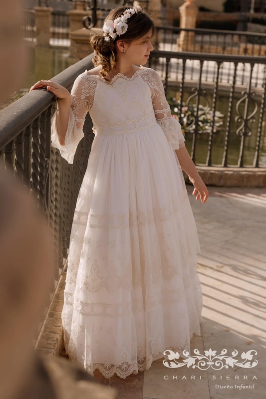 فستان رومانسي مذهل ، قطع إمبري ، تطريز ، ظهر على شكل حرف V ، أكمام فرنسية ، تنورة مزدوجة ، زهرة فتاة ، تواصل