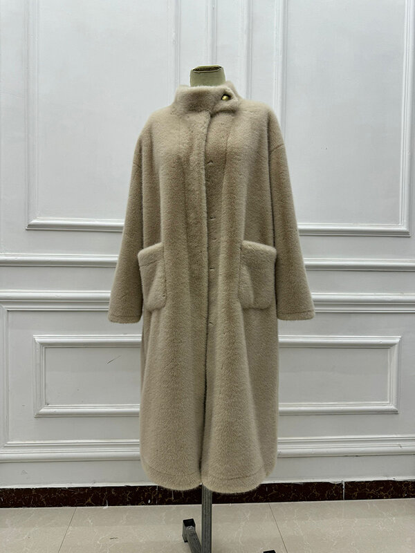 Fangtai-معطف فرو صناعي ماركة نسائية فاخرة ، جاكيت شتوي ، فضفاض كبير الحجم ، معطف طويل رقيق ، ملابس خارجية ، موضة ، شحن مجاني ،