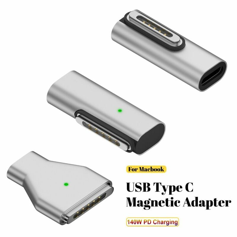 نوع-C أنثى إلى Magsafe 3 محول 140 واط USB-C المغناطيسي محول موصل محمول PD شحن سريع التوصيل ل ماك بوك اير/برو