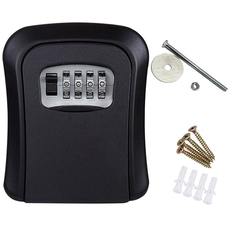 قفل رمز أمان كلمة المرور مع مجموعة 4 أرقام ، بدون صندوق أمان منزلي مفتاح ، تخزين مفاتيح مثبت على الحائط ، منظم الصندوق السري