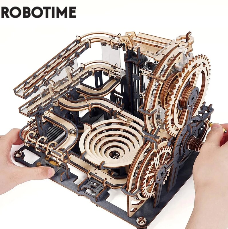 Robotime Rokr الرخام تشغيل مجموعة 5 أنواع ثلاثية الأبعاد لغز خشبي لتقوم بها بنفسك نموذج بنة مجموعات التجمع لعبة هدية للمراهقين الكبار ليلة المدينة