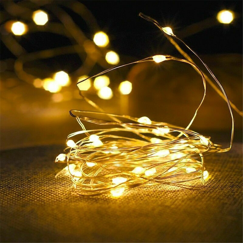 جديد 20-100 LED الجنية أضواء سلسلة البطارية النحاس الشظية سلك حفلة عيد الميلاد