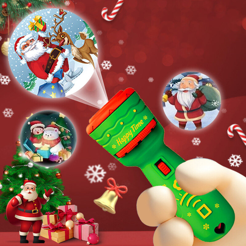24 أنماط سانتا شجرة عيد الميلاد مصباح يدوي العارض الشعلة مصباح لعبة التعليم المبكر لعبة للطفل هدية عيد الميلاد