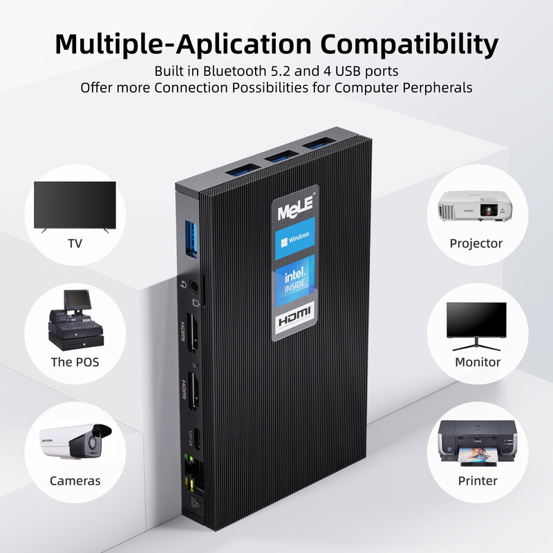 ميلي-كمبيوتر مصغر ويندوز 11 برو ، هادئ 3Q ، N5105 ، LPDDR4 ، 8GB ROM ، 128GB M.2 SSD ، حتى 2.90GHz ، HDMI مزدوج ، 4K 60Hz ، BT5.2 ، واي فاي 6 ، يو اس بي 3.0