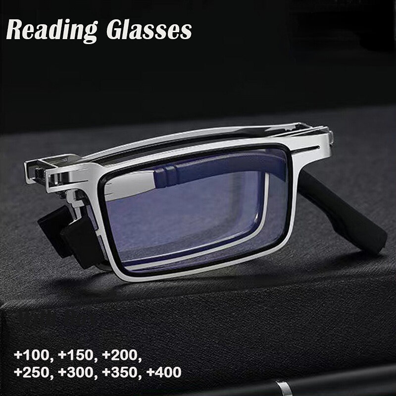 نظارات القراءة الذكية المحمولة القابلة للطي ، الضوء الأزرق حجب للرجال ، النظارات المستديرة والمربعة لكبار السن ، الديوبتر طول النظر الشيخوخي