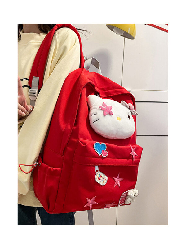 حقيبة ظهر Hello Kitty للنساء ، سعة كبيرة ، حقيبة مدرسة ابتدائية ، طالب مدرسة ثانوية صغيرة ، موضة لطيفة ، جديدة